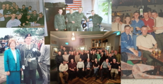 imgJohnArmy1080x558 Collage of John A. Mulhall's time training in the Irish Defence Forces, and then 30 year reunion after graduation.